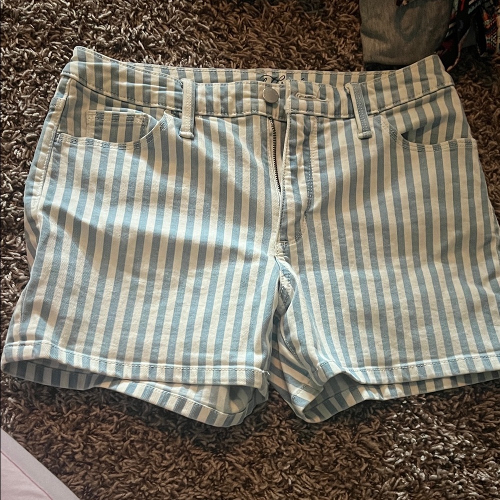 Universal Thread Blue and White Striped Jean Shorts